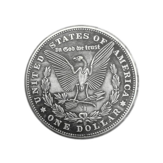 1897 Hobo Morgan Liberty Eagle Skeleton Coin