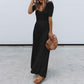 Women's New Round Neck Short Sleeve Long Jumpsuit