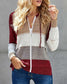 Women's Colorblock Zipper Hollow Out Casual Long Sleeve Coat