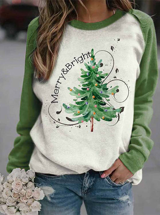 Women's Merry & Bright Christmas Tree Sweatshirt