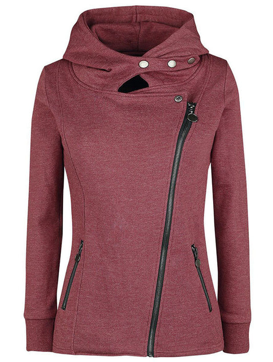 Women's Coats Asymmetric Zip-Up Hoodie