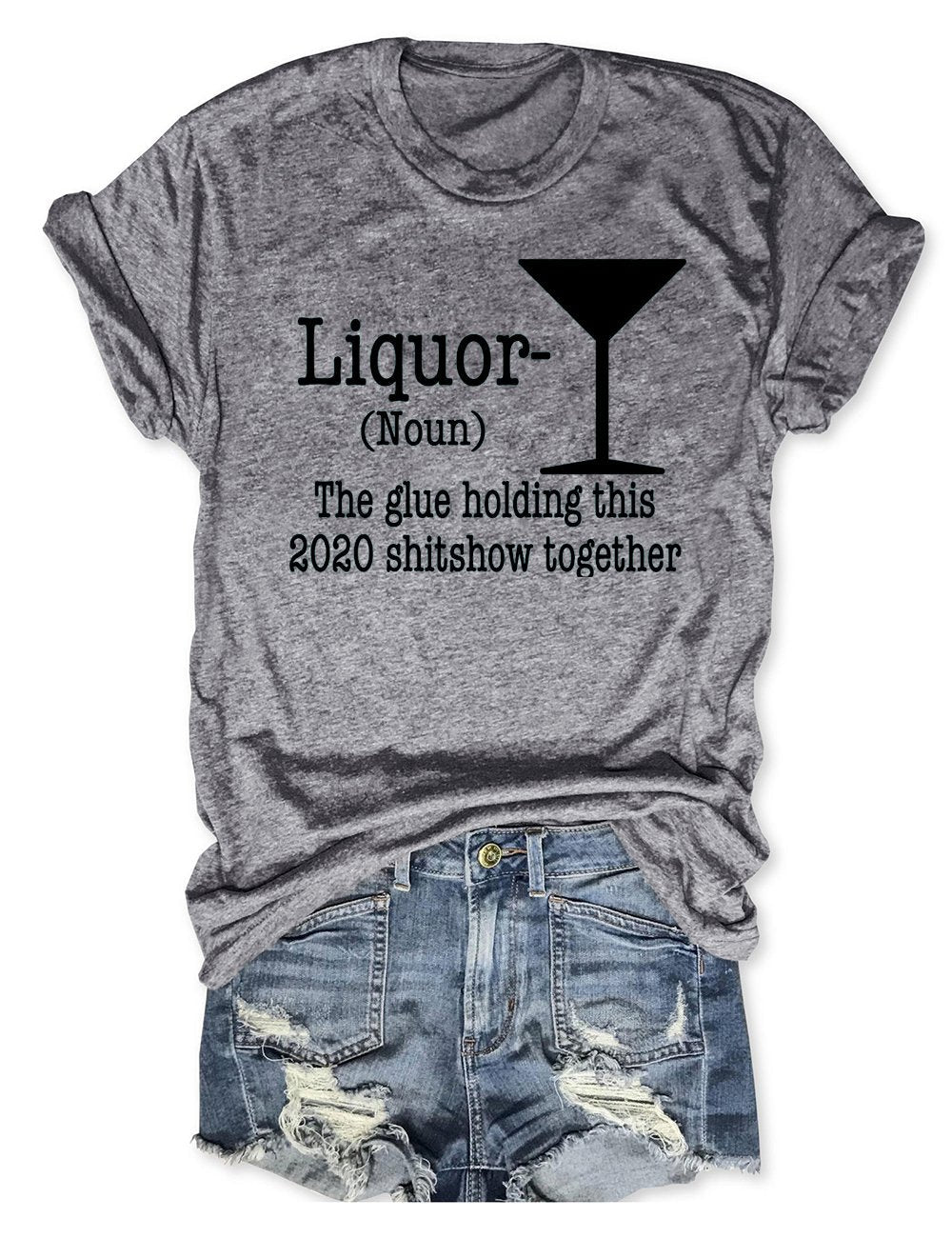 Liquor Tee Letter Womens T-Shirts