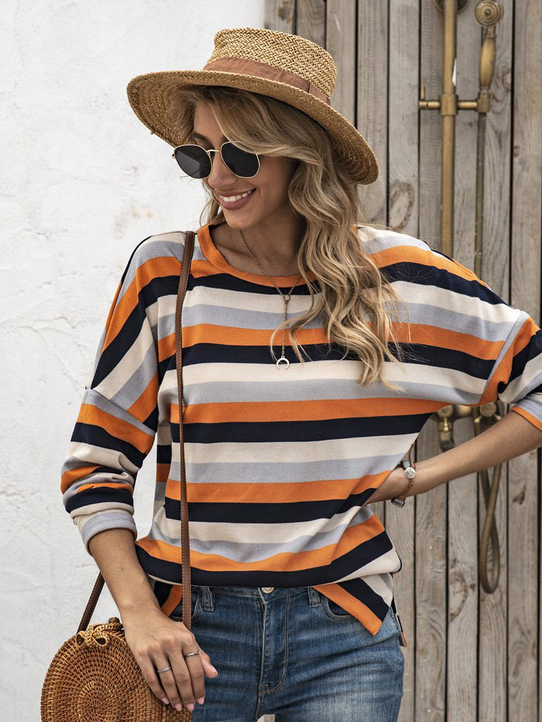 Women's T-Shirt Striped Long Sleeve Casual Tee