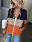 Color Block Hoodie Zipper Lace Hooded Womens Sweatshirt