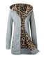 Women Zipper Leopard Print Casual Hoodie Coat Jacket