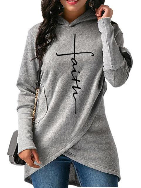 Women's Hoodie Faith Print Sweater Hoodie