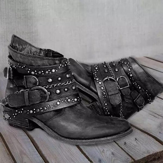 Women's Fashion Chunky Heel Short Boots