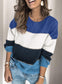 Women's Round Neck Pullover Stripe Knit Sweater