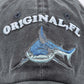 Men's Original FL Shark Hat Florida Vintage Denim American USA Flag Baseball Cap