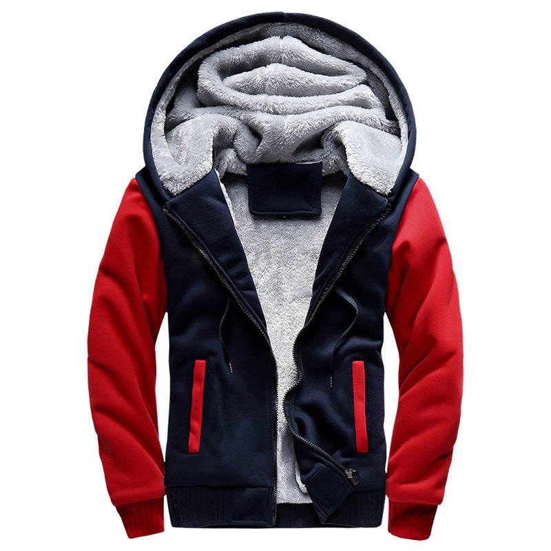 Mens Cotton-Padded Jacket Thick Warm Coat Sweatshirt