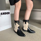 Women Cowboy Short Boots Pointed Chelsea Boots