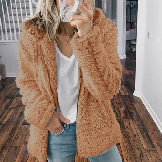 Women's Hooded Woolen Fleece Autumn And Winter Jacket