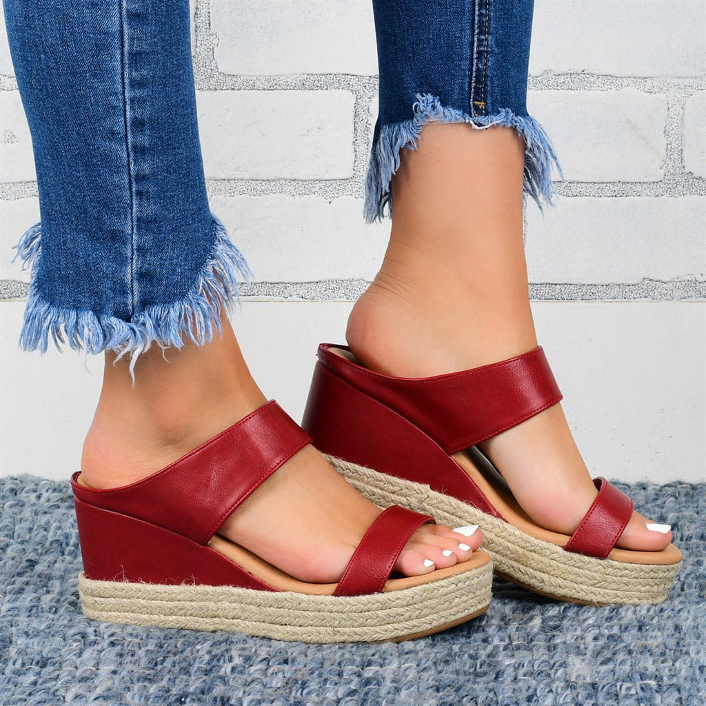 Women Flat Shoes Wedge Hemp Rope Sandals