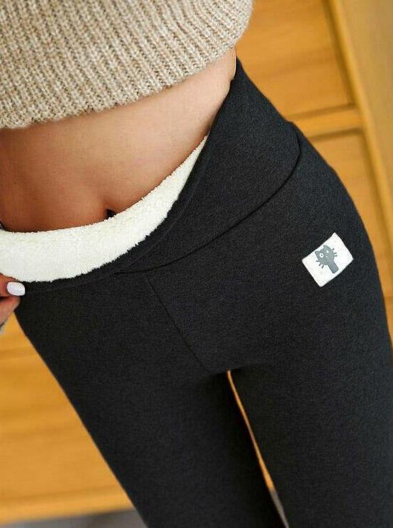 Winter Thickened Warm Leggings Fleece Lined High Waist Women's Leggings