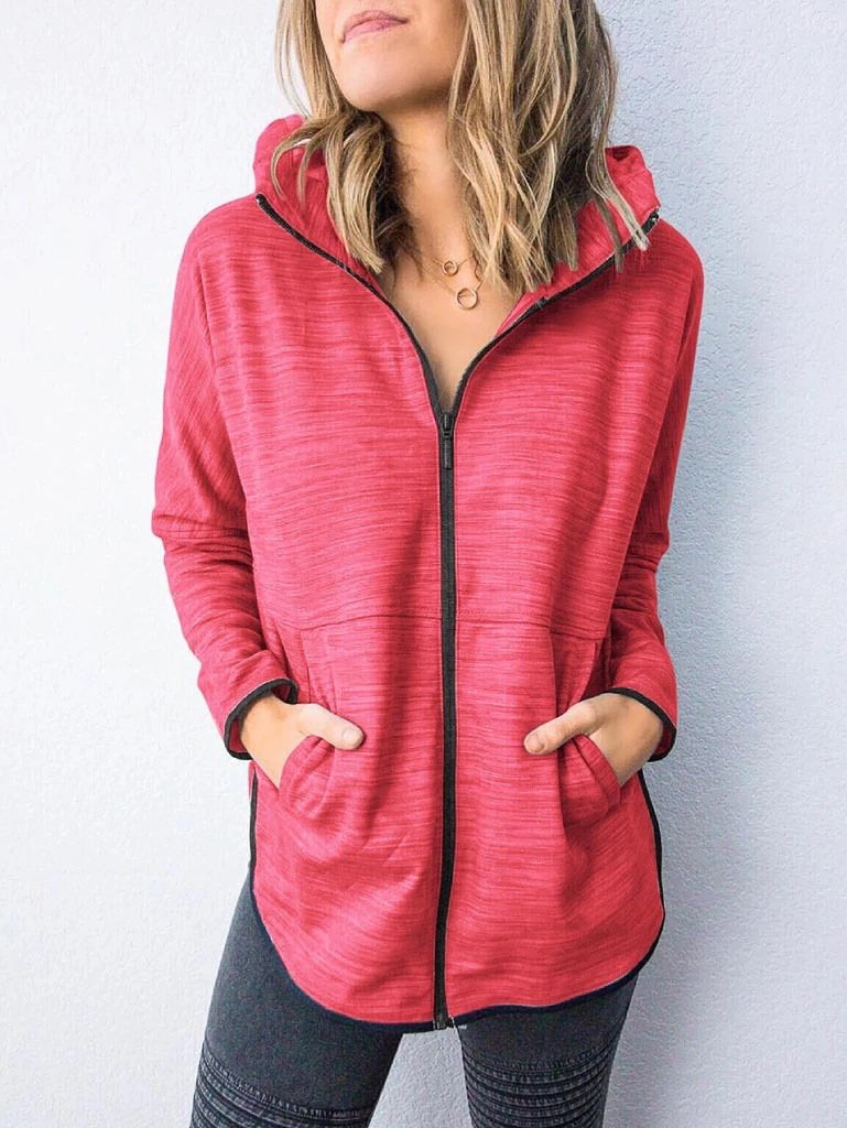 Women's Cotton-Blend Hoodie Long Sleeve Sport Coat