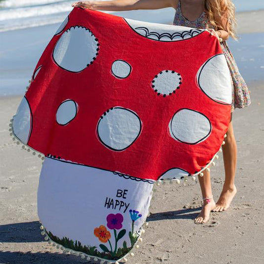 Mushroom Be Happy Beach Towel