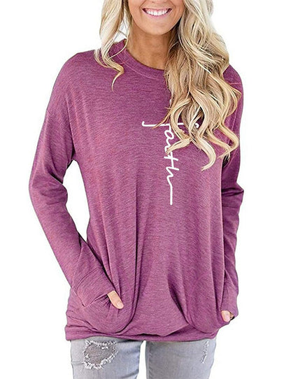 Faith Long Sleeve Round Neck Women's Long Shirt