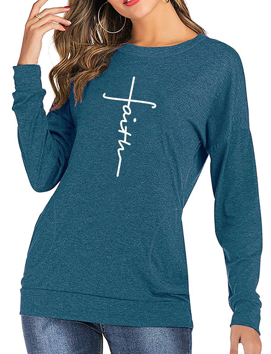 Faith Long Sleeve Round Neck Women's Long Shirt