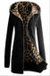 Women Zipper Leopard Print Casual Hoodie Coat Jacket