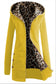 Women Zipper Leopard Print Casual Hoodie Coat Jacket