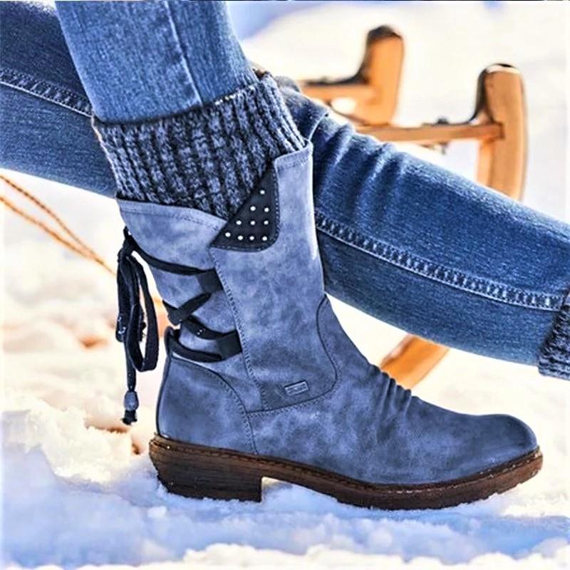 Women Boots Winter Autumn Girls Flat Heel Boot Snow Boots