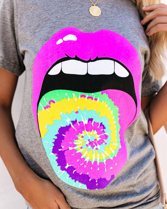 Loopy Doopy Tie Dye Tongue & Lips Women's T-Shirt