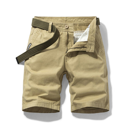 Men's Casual Pants Button Solid Color Straight Cargo Shorts