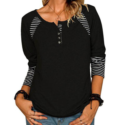 Women's Long Sleeve Striped Casual T-Shirt Top