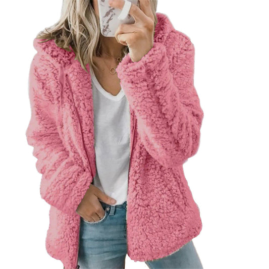 Women's Hooded Woolen Fleece Autumn And Winter Jacket