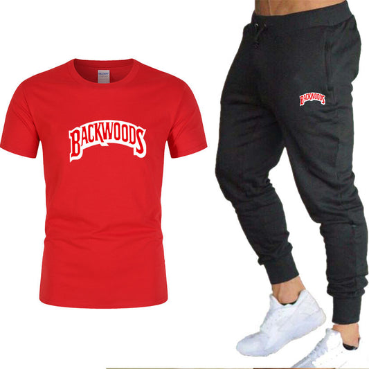 Backwoods Men's T-shirt & Casual Pants Two-piece Suit