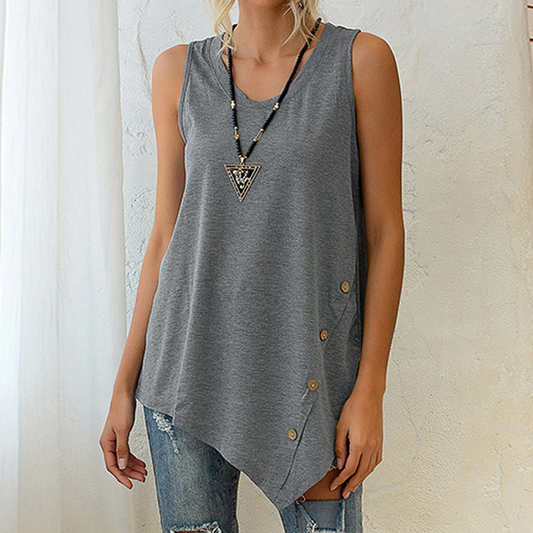 Women's Solid Color Button Irregular Vest