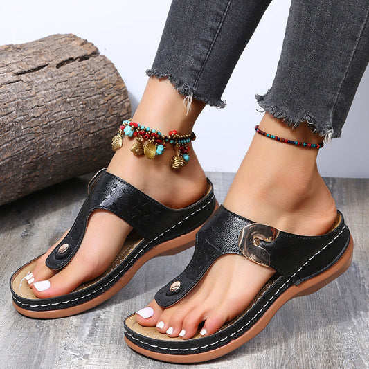 Women's Leather Flat Casual Slippers