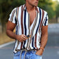 Men's Fashion Silk Fabric Striped Slim Fit Shirt