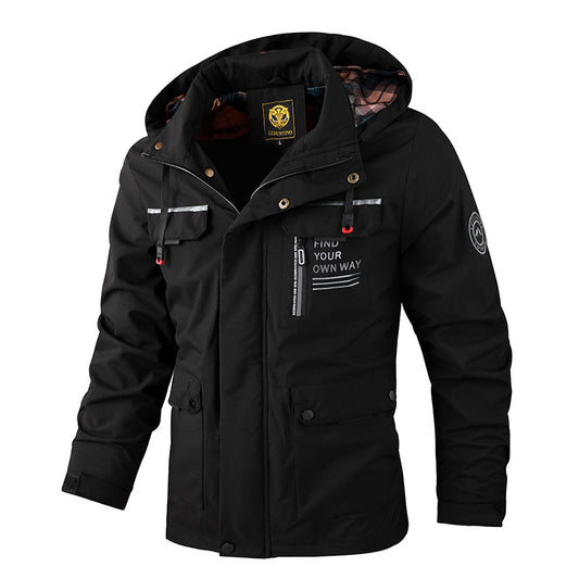 Men's Trench Bomber Outdoor Hooded Jacket