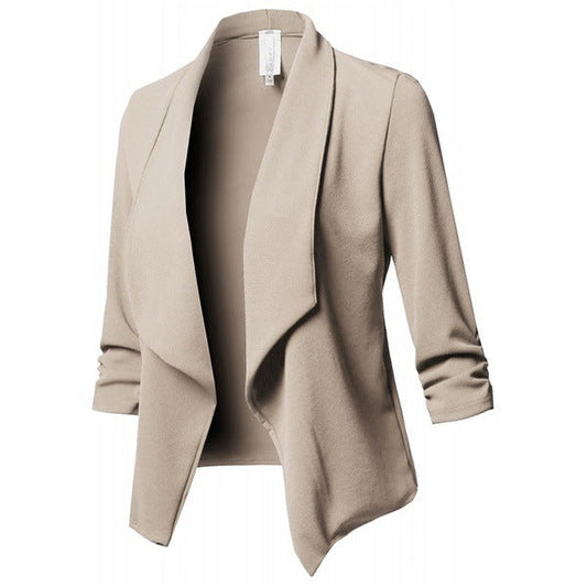 Plus Size Women's Slim Long-sleeved Pleated Blazer