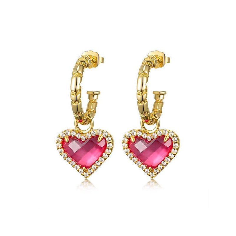 Black Love Heart Earrings with Diamonds