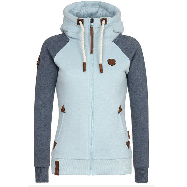 Women's Casual Color Matching Hooded Sweater
