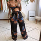 Women's Printed Wide Leg Pants Two Piece Set