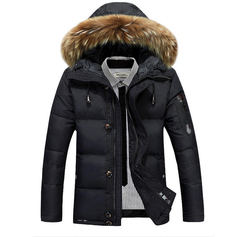 Men's Winter Thick Down Jacket With Large Fur Collar