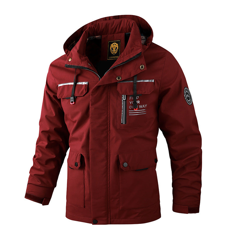 Men's Trench Bomber Outdoor Hooded Jacket