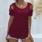 Women's Solid Color Off Shoulder Short Sleeve T-Shirt