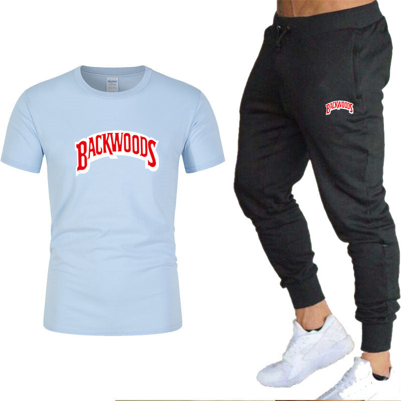 Backwoods Men's T-shirt & Casual Pants Two-piece Suit