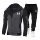 Men's Color-blocking Hooded Sweater Sports Two-piece Set