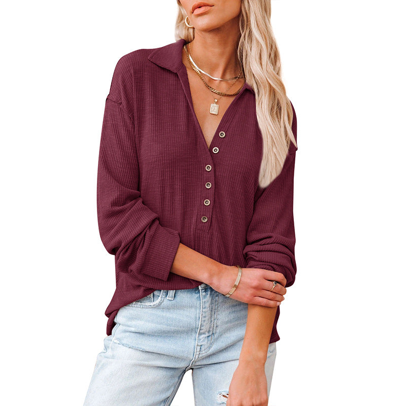 Women's Lapel Loose Casual Top