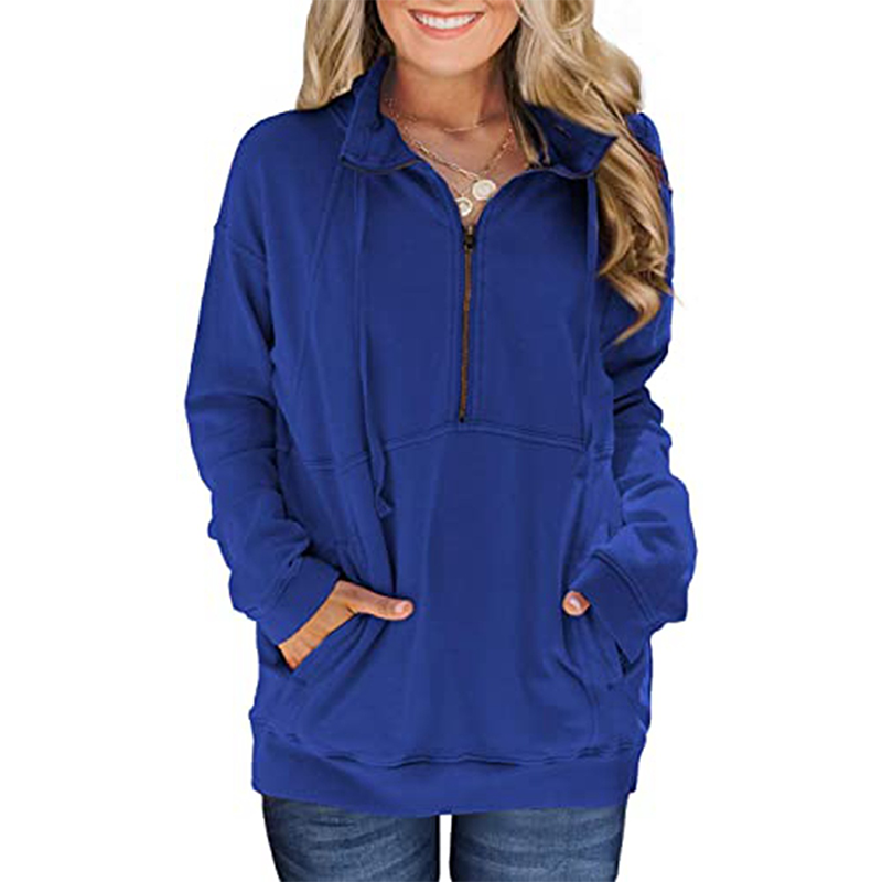 Women's Solid Zip Pocket Hoodie