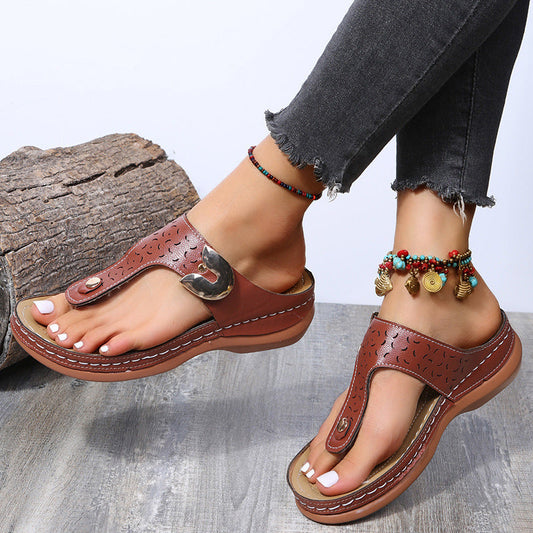 Women's Leather Flat Casual Slippers