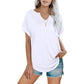 Women's Solid Color V-Neck Loose Short-Sleeved T-Shirt