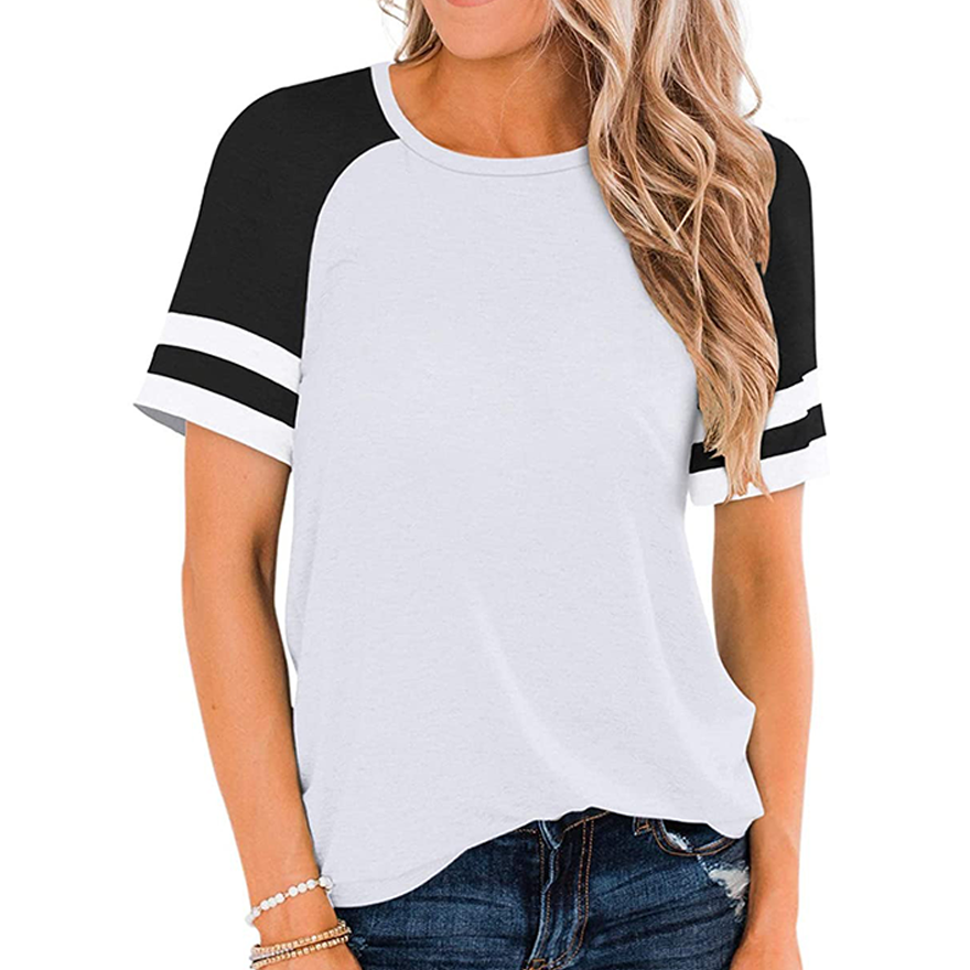 Women's Summer Colorblock Short Sleeve T-Shirt