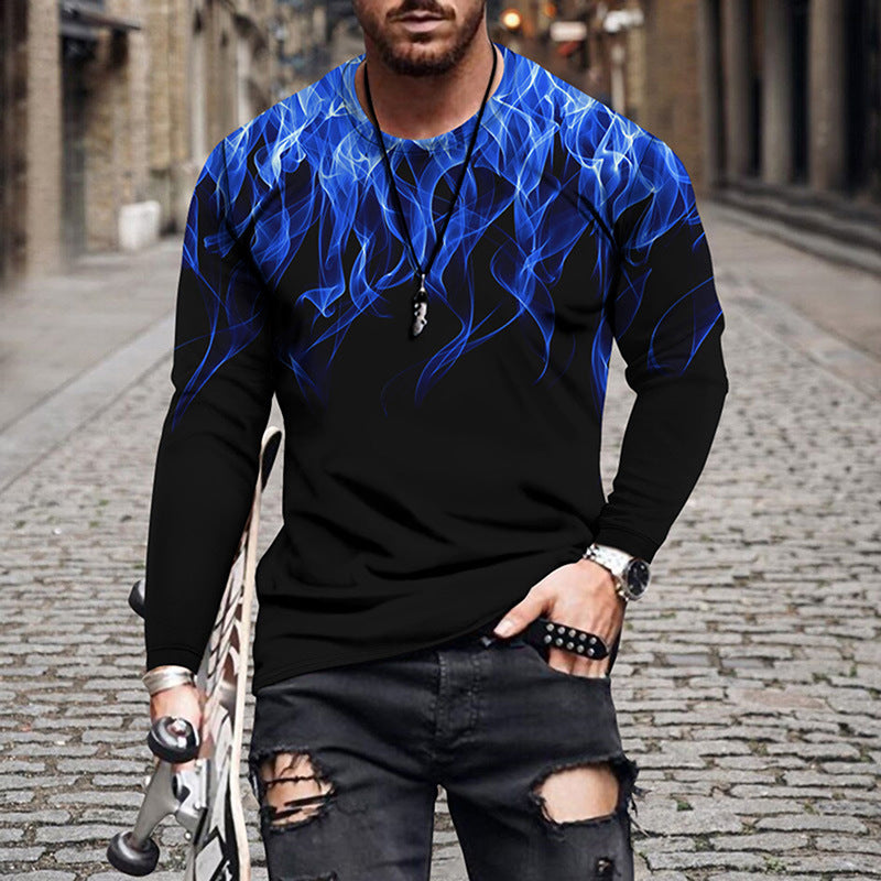 Flame Print Men's Long-sleeved T-shirt