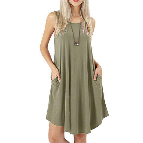 Women's Vest Solid Color Pocket Casual Dress